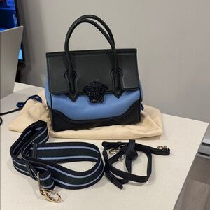 Versace Black and Light Blue Satchel